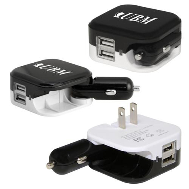 Auto/Wall Power Charger with Dual USB Ports