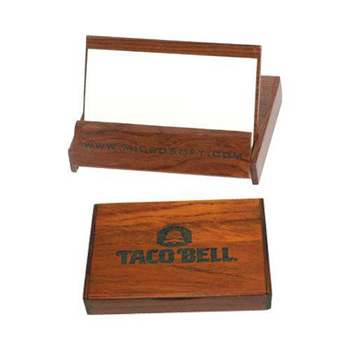 Flip-Top Rosewood Colored Business Card Holder