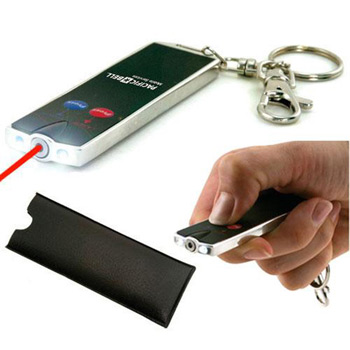 Flat Laser Card Pointer with Dual LED Flashlight and Keychain