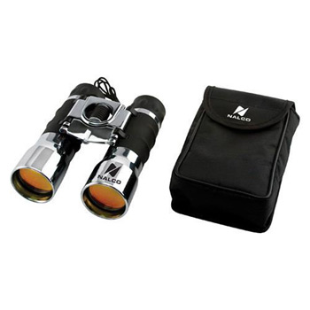 16 x 32 Chrome Plated Binoculars with Ruby Lenses and Case